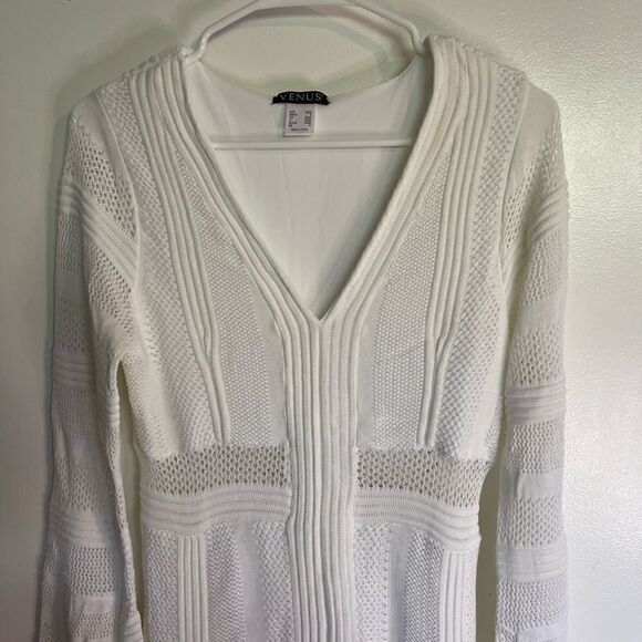 NEW Venus White Long Sleeves Crochet High Low Maxi Dress.Size S - Picture 9 of 16
